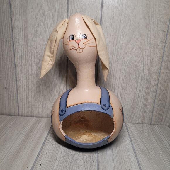 Vintage Gord Rabbit Easter Basket Handmade Handpaited Farmhouse - Picture 2 of 10